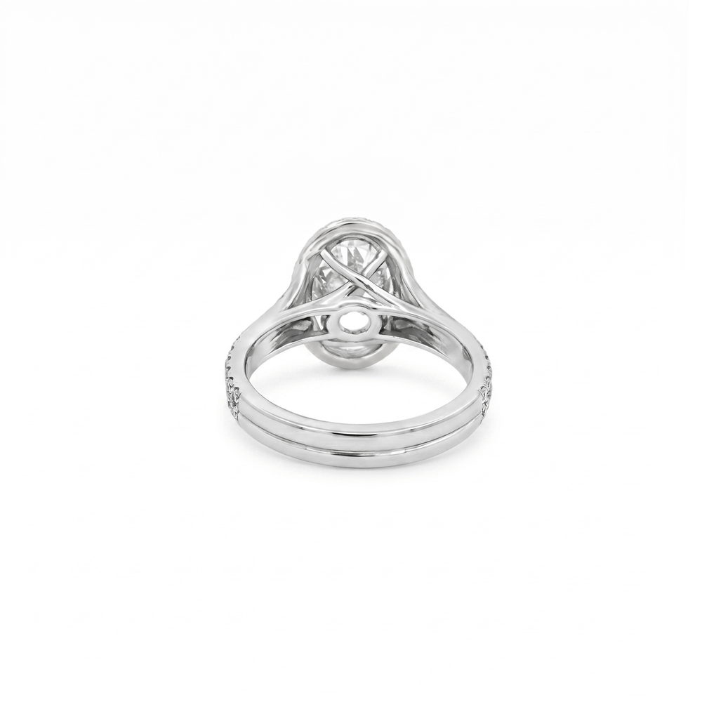14K White Gold Lab Grown Diamond Oval Halo Brilliance Engagement Rin