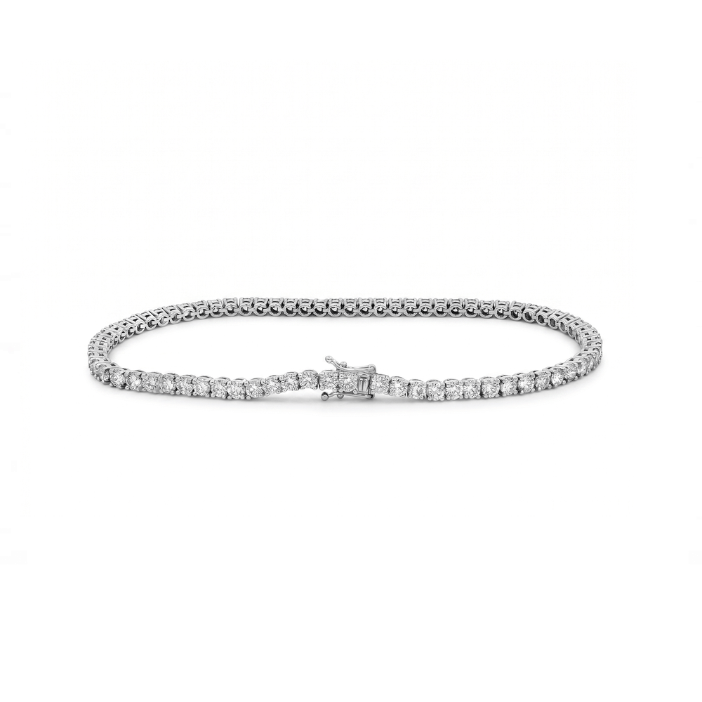 14K White Gold Lab Grown Diamond Tennis Bracelet 3.84CT