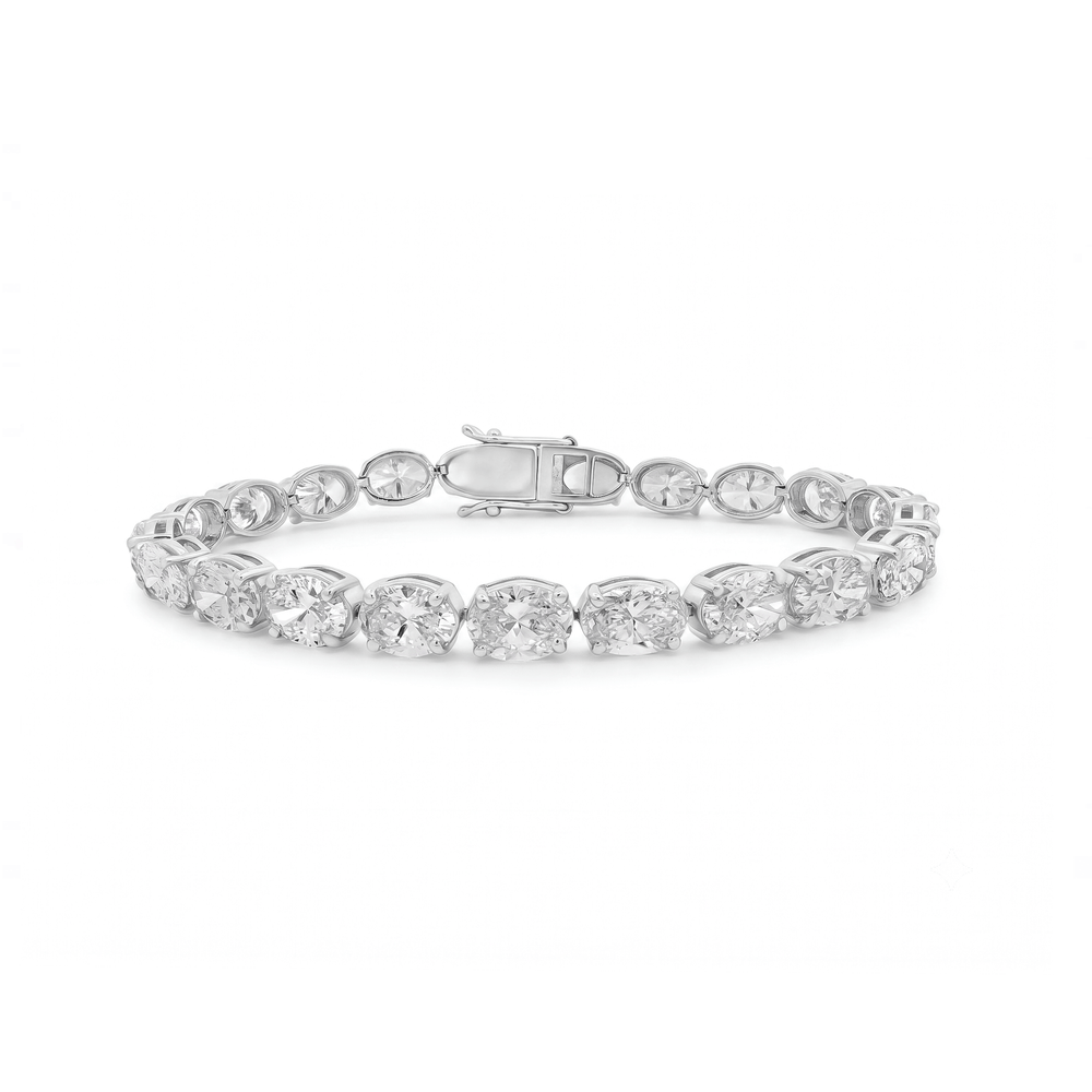 Oval Lab Diamond Tennis Bracelet in 14K White Gold