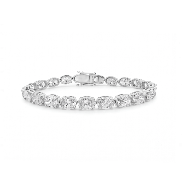 Oval Lab Diamond Tennis Bracelet in 14K White Gold