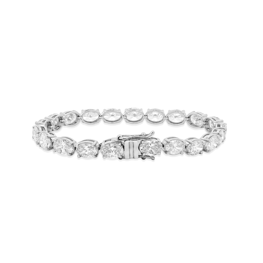 Oval Lab Diamond Tennis Bracelet in 14K White Gold
