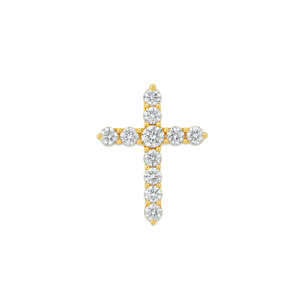 14K White Gold Cross Pendant with Lab Grown Diamonds