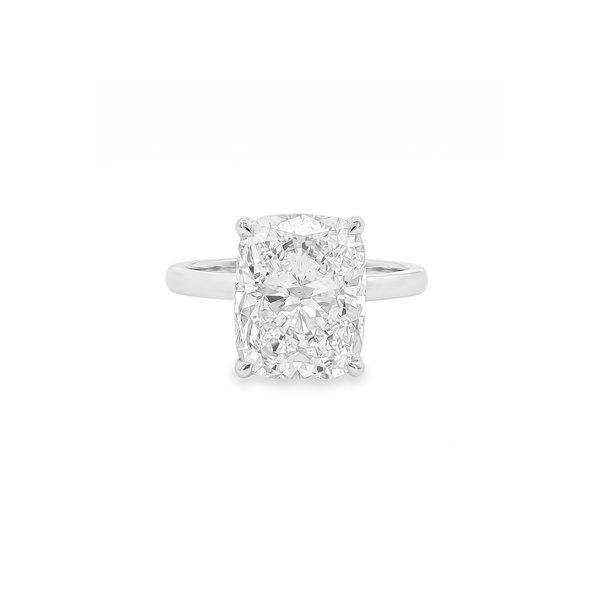18K Gold Lab Grown Diamond Elongated Cushion-Cut Solitaire Majesty Engagement Ring 4.10 CT