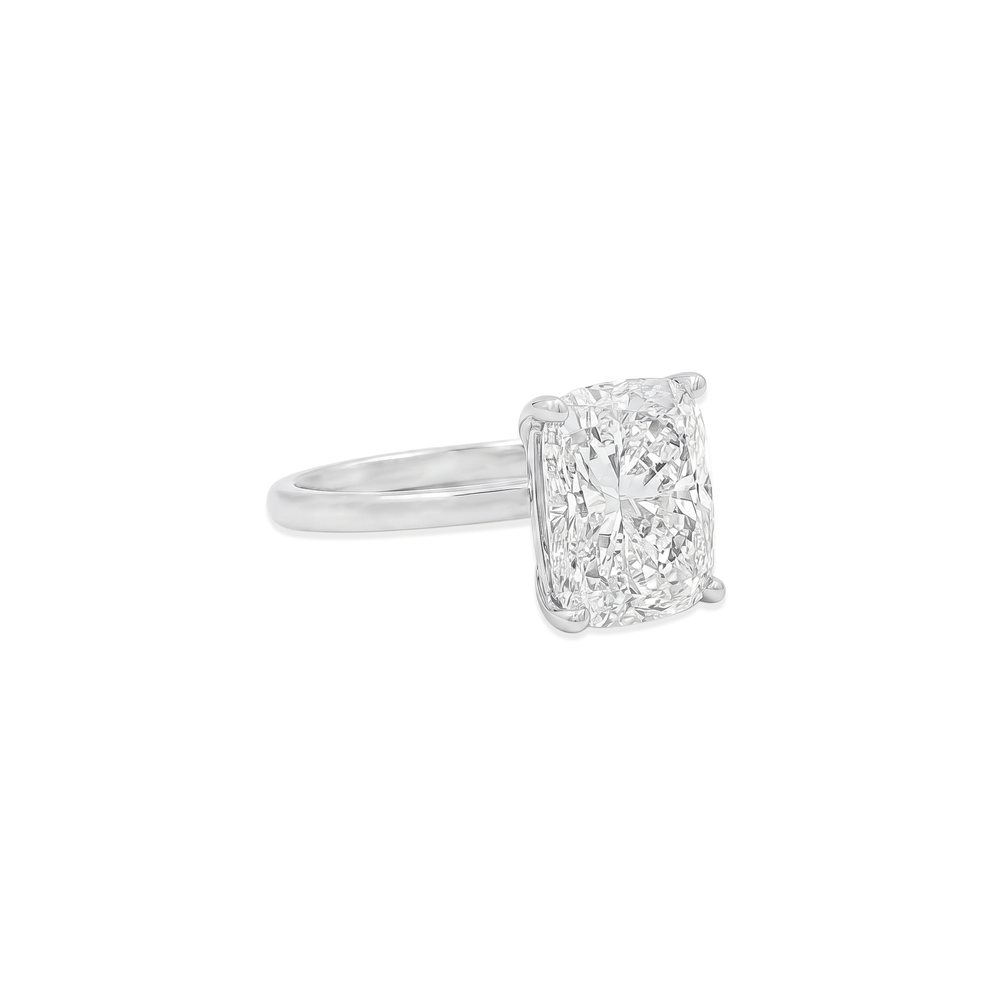 18K Gold Lab Grown Diamond Elongated Cushion-Cut Solitaire Majesty Engagement Ring 4.10 CT