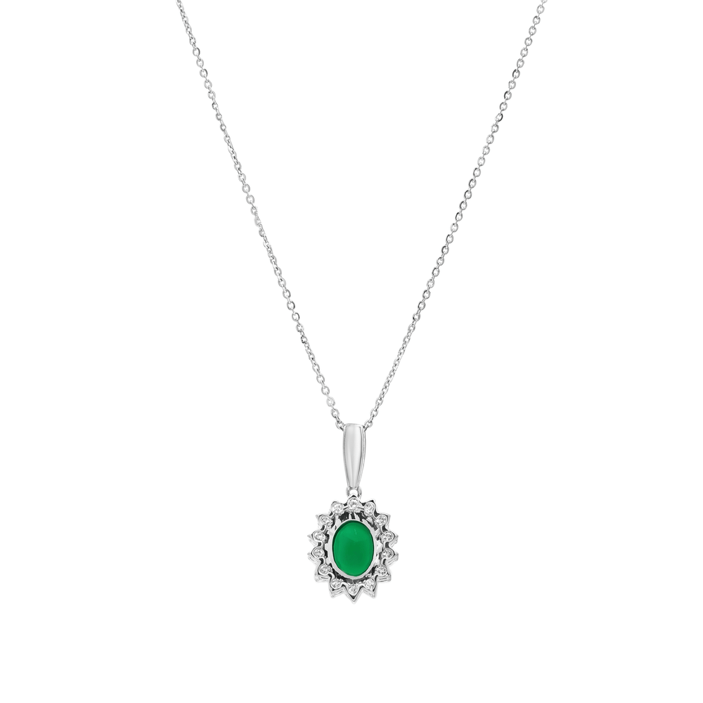 18k White Gold Aurora Green Halo Necklace