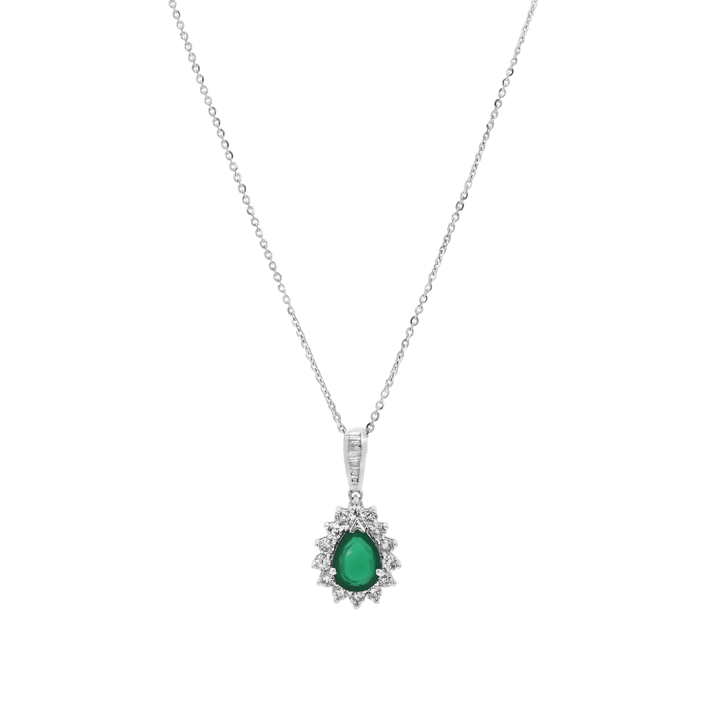 Green Teardrop Halo Pendant