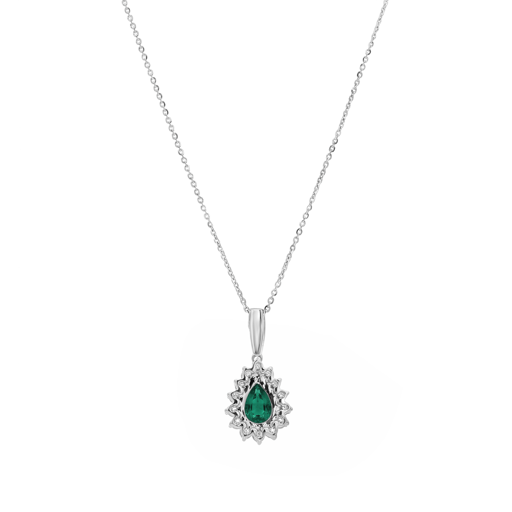 Green Teardrop Halo Pendant