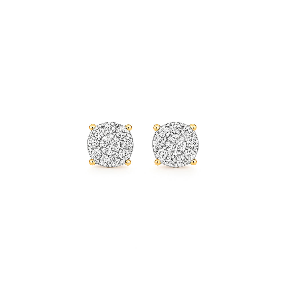 18K Yellow Gold Natural Diamond Stud Earrings