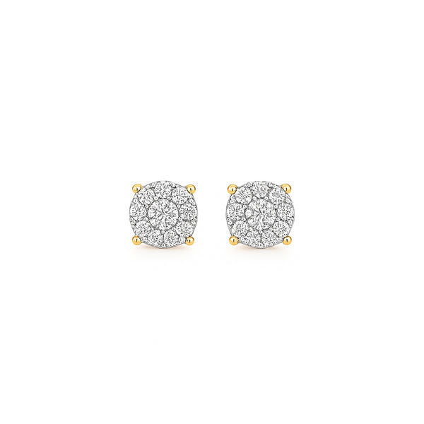 18K Yellow Gold Natural Diamond Stud Earrings