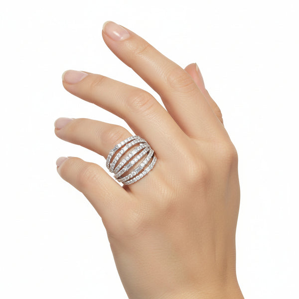 Natural Diamond Ring in 18K White Gold | Flashy Jewellery hover