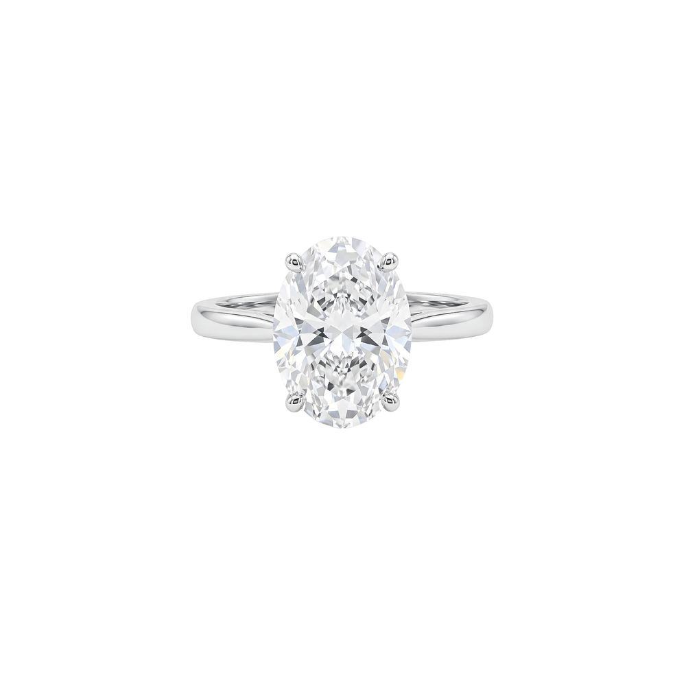Oval Radiance Lab-Grown Solitaire Engagement Ring in 18K White Gold