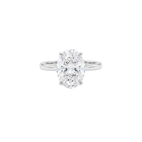 Oval Radiance Lab-Grown Solitaire Engagement Ring in 18K White Gold