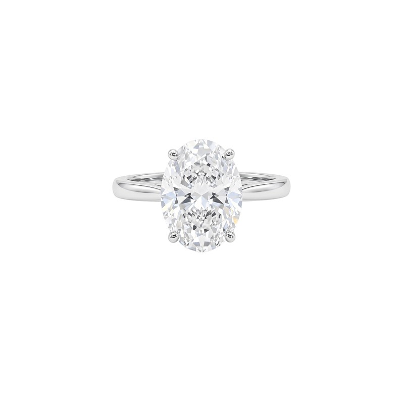 Oval Radiance Lab-Grown Solitaire Engagement Ring in 18K White Gold