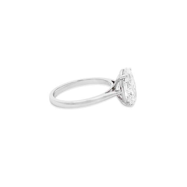 Oval Radiance Lab-Grown Solitaire Engagement Ring in 18K White Gold hover