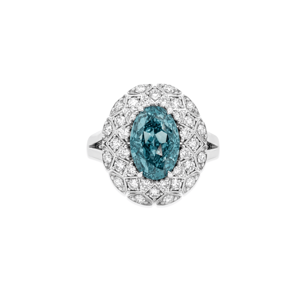 Azure Halo Radiance Ring | 14K White Gold Lab-Grown Diamond Ring