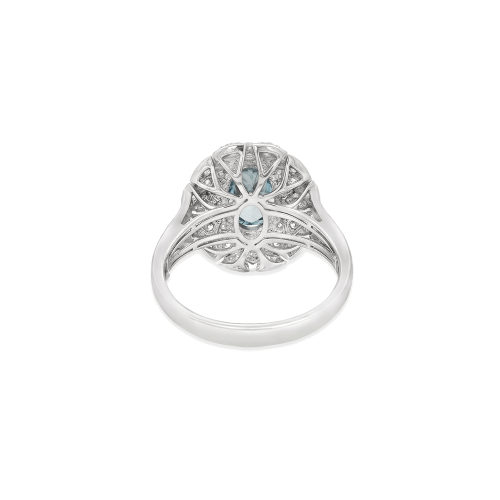 Azure Halo Radiance Ring | 14K White Gold Lab-Grown Diamond Ring