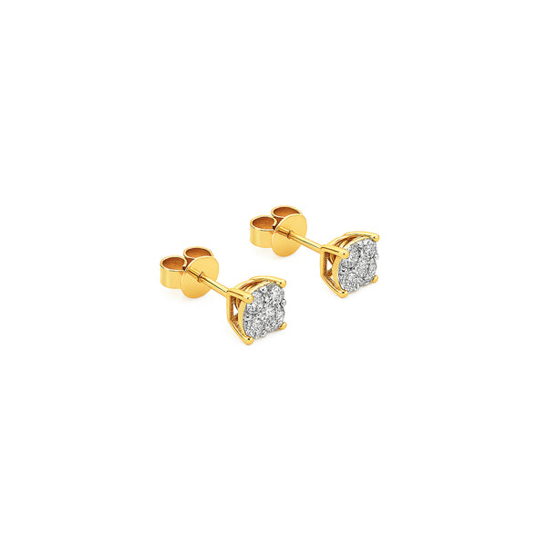 18K Yellow Gold Natural Diamond Stud Earrings hover