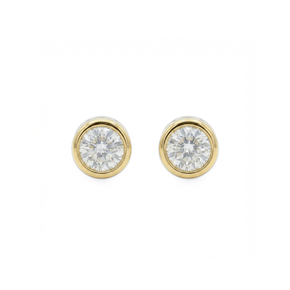 18K Yellow Gold Natural Diamond Stud Earrings
