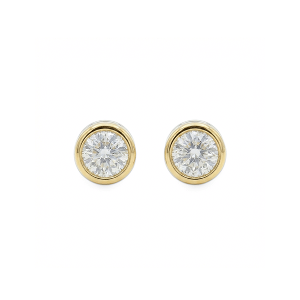 18K Yellow Gold Natural Diamond Stud Earrings
