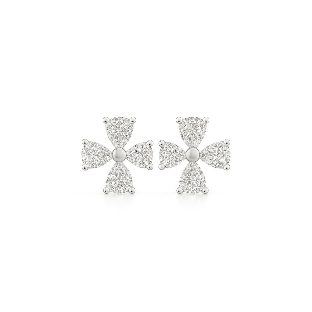 Natural Diamond Stud Earrings in 18K White Gold