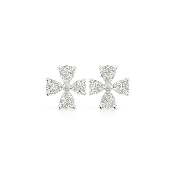 Natural Diamond Stud Earrings in 18K White Gold