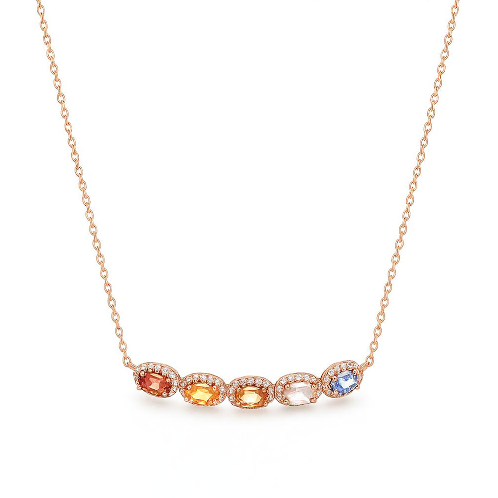 14K Rose Gold Sapphire & Diamond Pendant Necklace