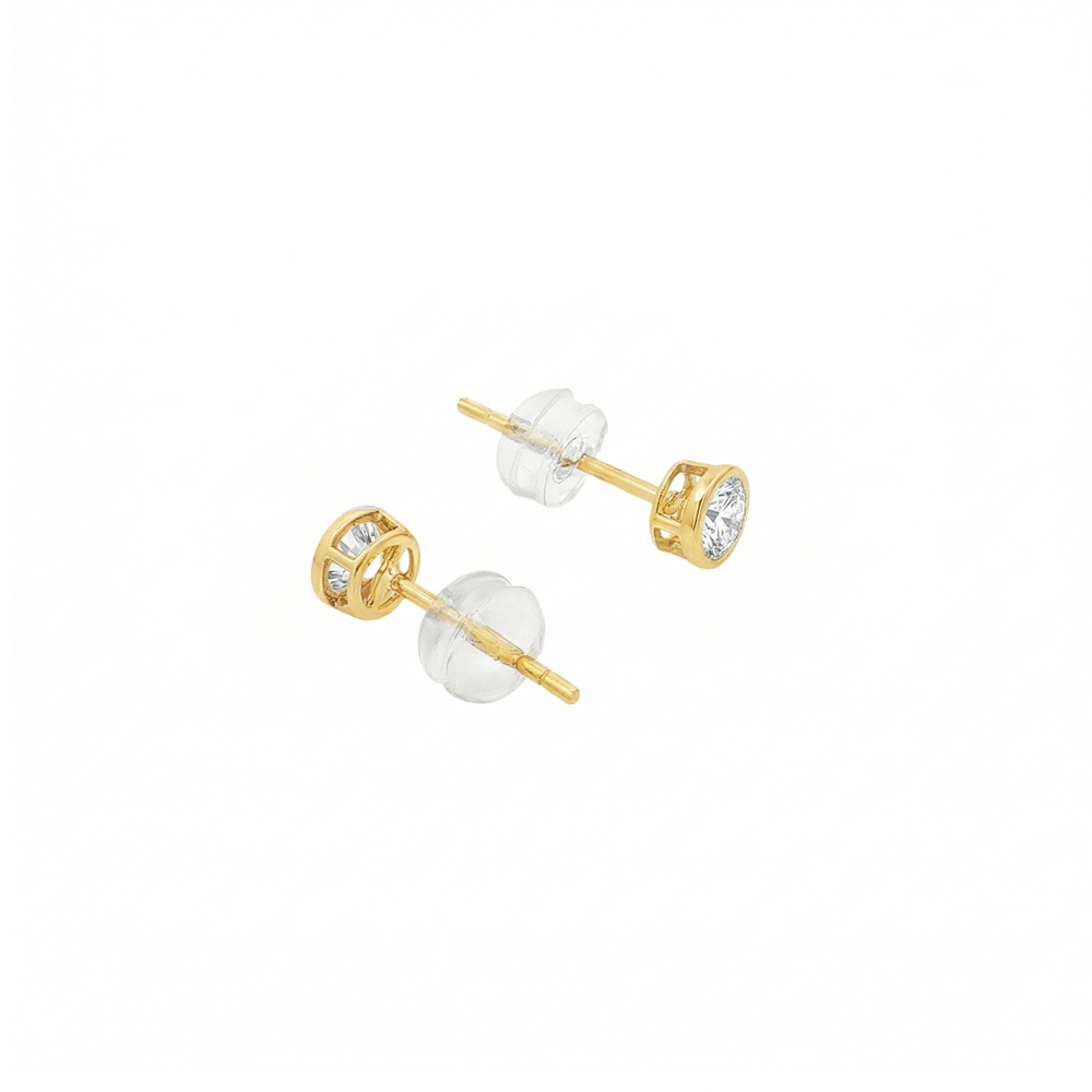 18K Yellow Gold Natural Diamond Stud Earrings