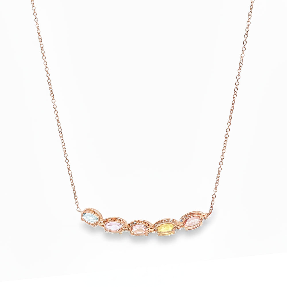 14K Rose Gold Sapphire & Diamond Pendant Necklace