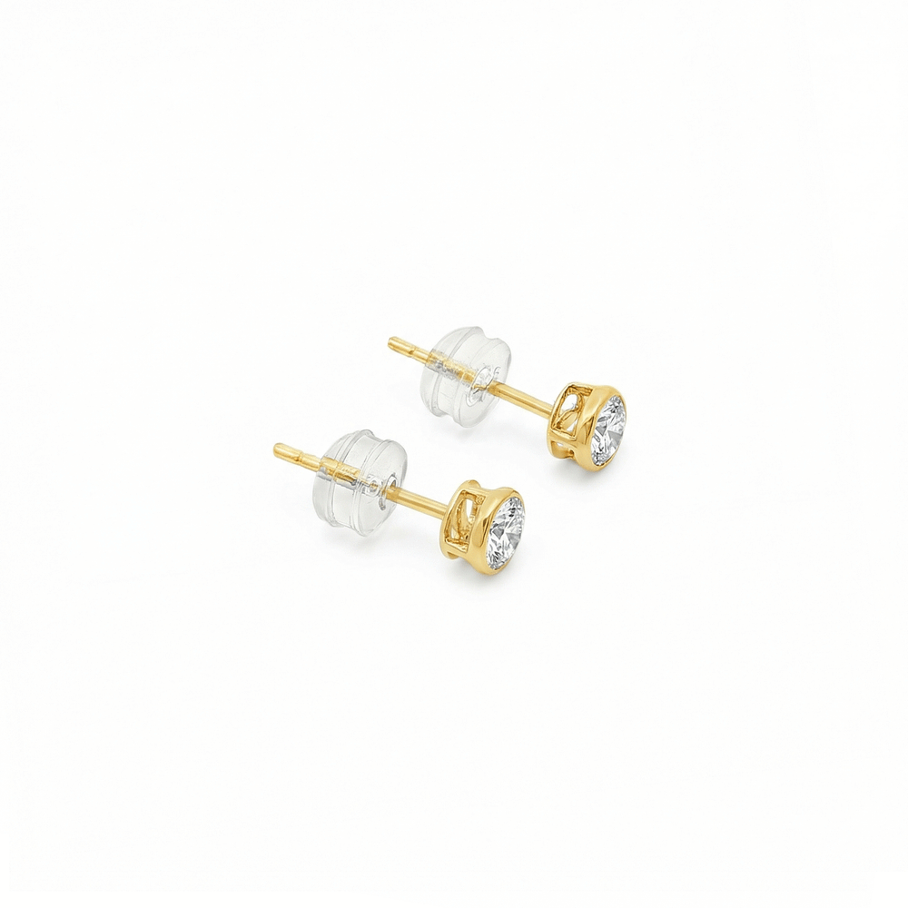 18K Yellow Gold Natural Diamond Stud Earrings