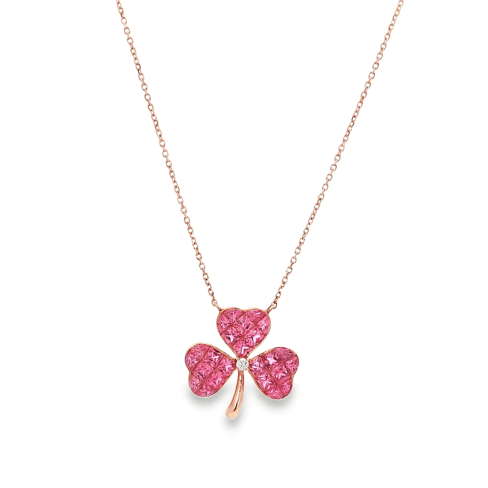 18K Rose Gold Sapphire Diamond Necklace | Flashy Jewellery