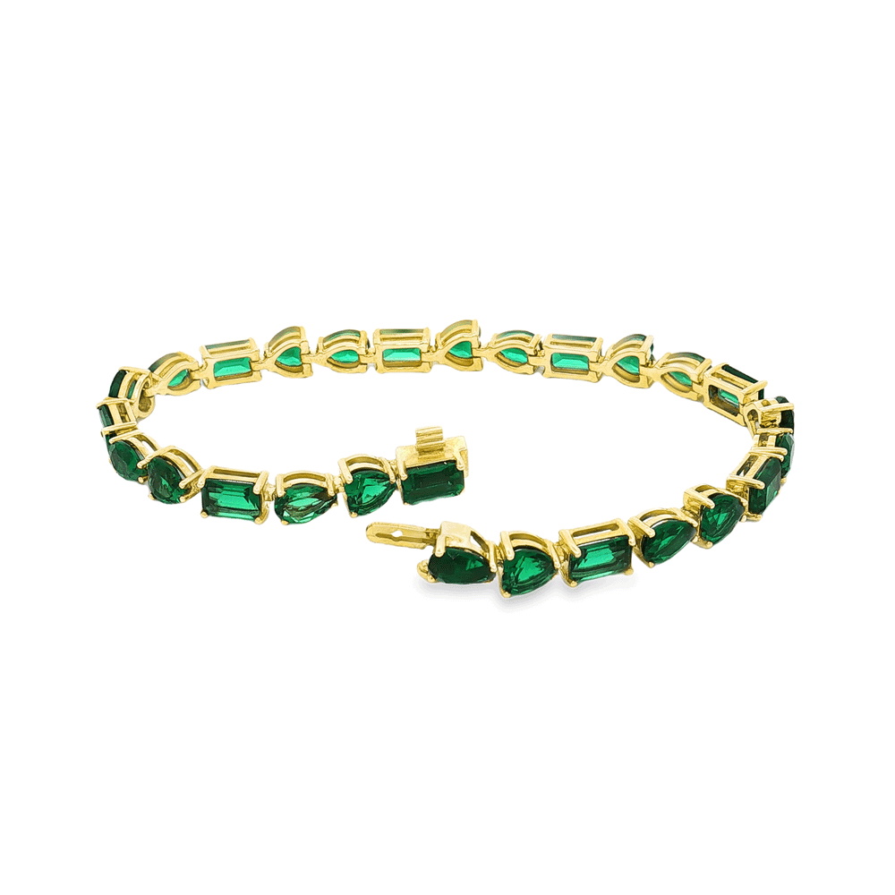 Lab Grown Emerald Bracelet 18K Gold – Flashy Jewellery