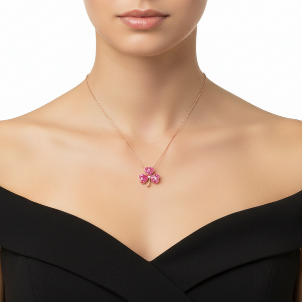 18K Rose Gold Sapphire Diamond Necklace | Flashy Jewellery hover