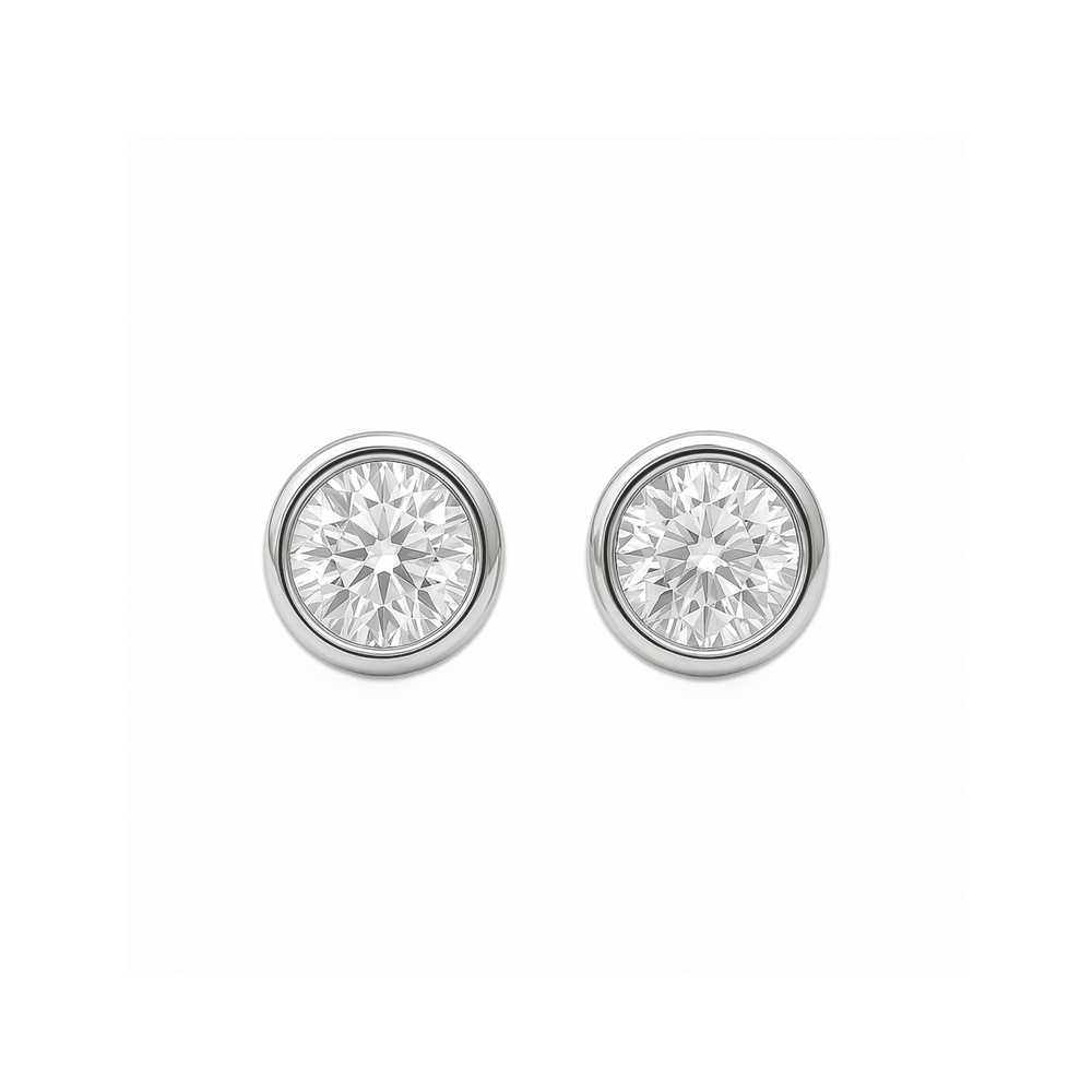 18K White Gold Natural Diamond Stud Earrings | Flashy Jewellery
