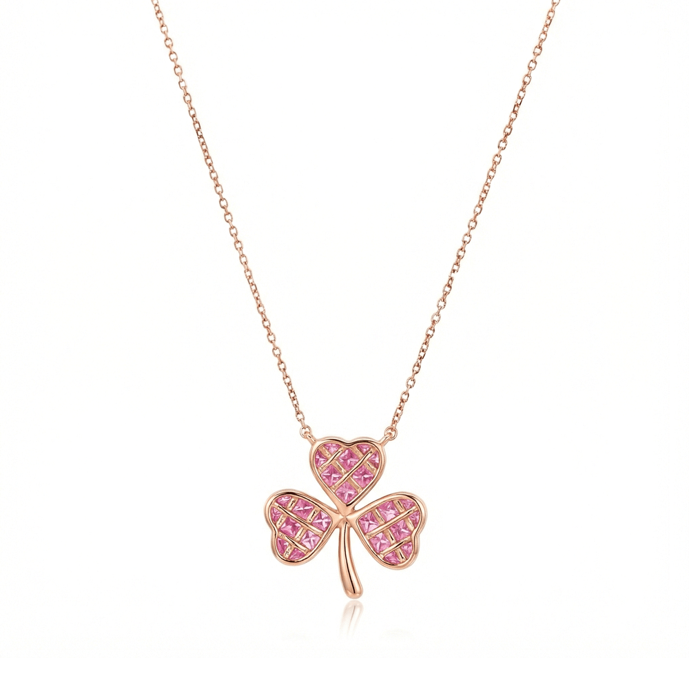 18K Rose Gold Sapphire Diamond Necklace | Flashy Jewellery