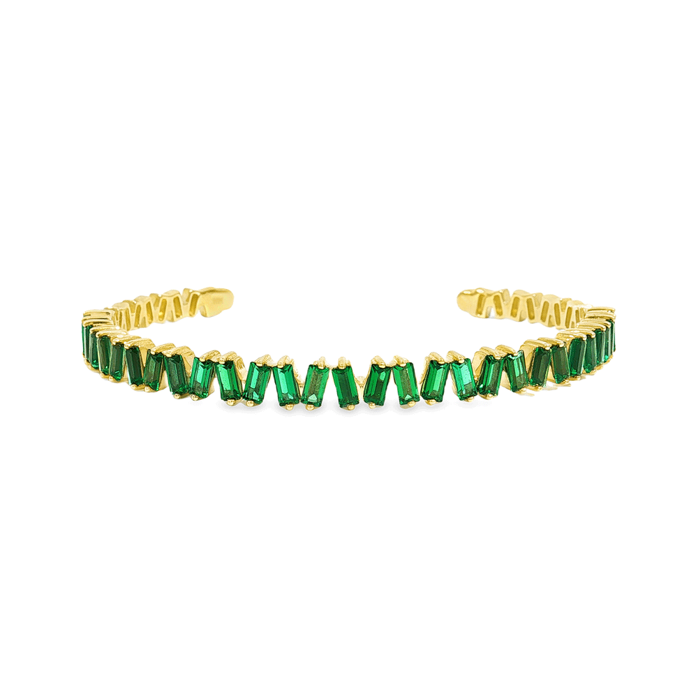 Lab Grown Emerald Bangle in 18K Yellow Gold | Flashy Jewellery