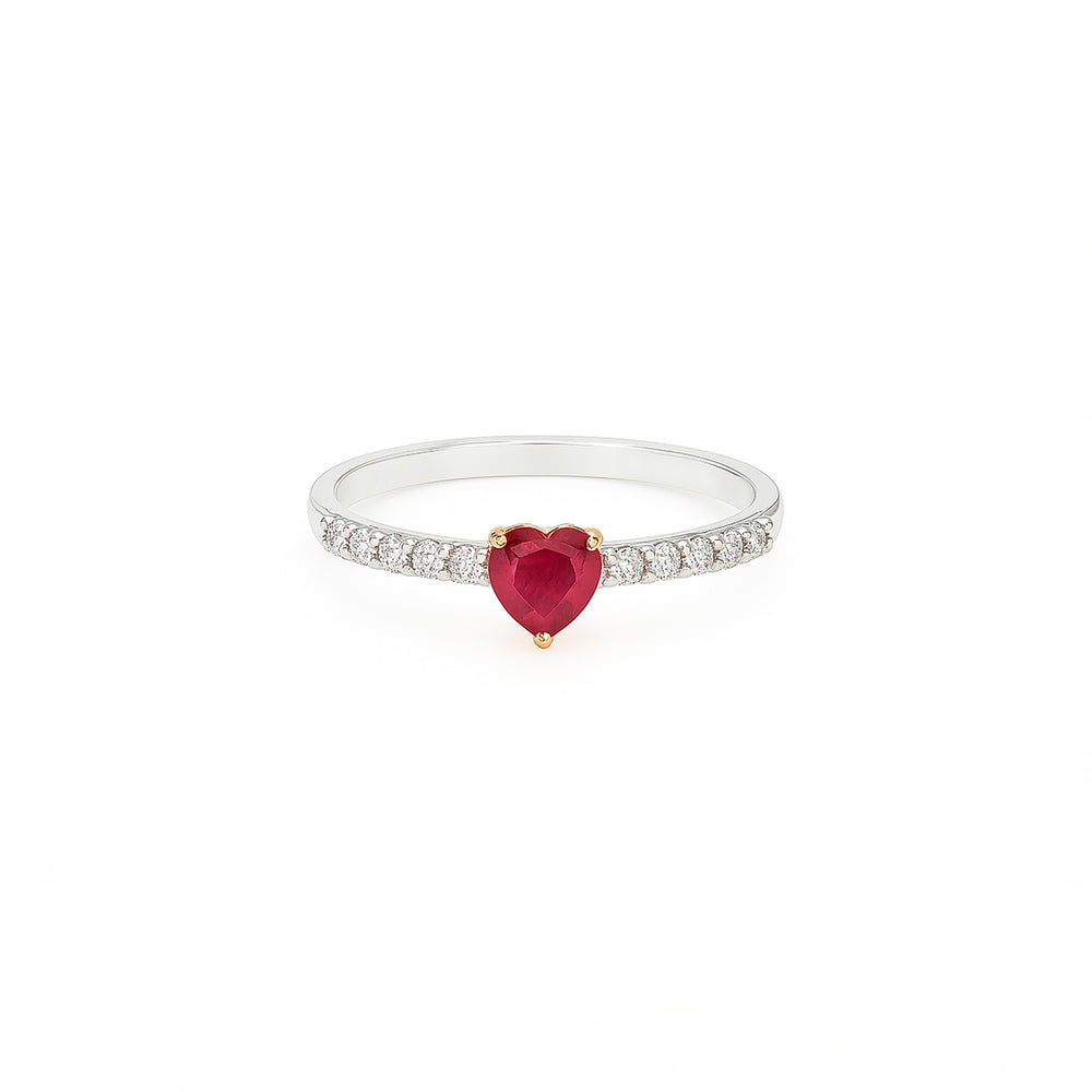 18K White Gold Ruby & Diamond Pave Ring