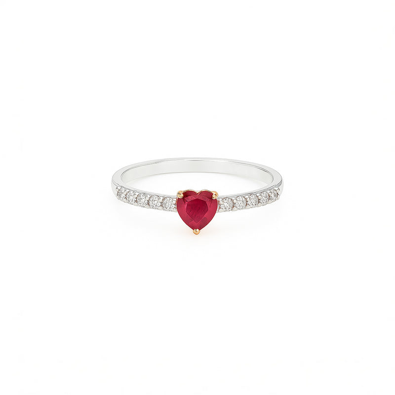 18K White Gold Ruby & Diamond Pave Ring