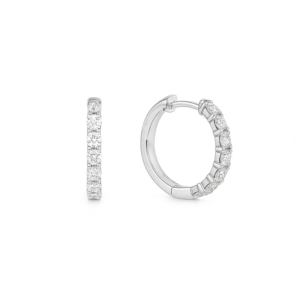 Natural Diamond Hoops Earrings in 18K White Gold