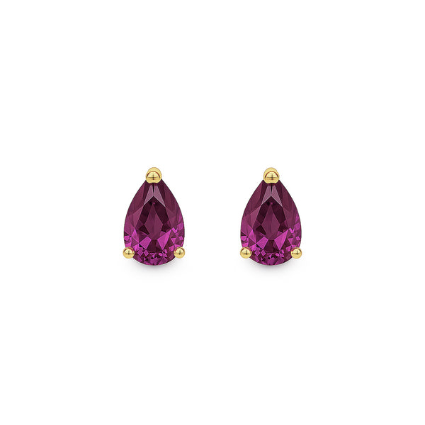 18k Yellow Gold Amethyst Stud Earrings