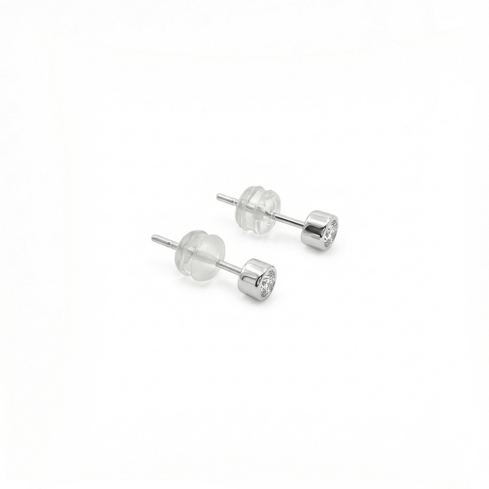 18K White Gold Natural Diamond Stud Earrings | Flashy Jewellery