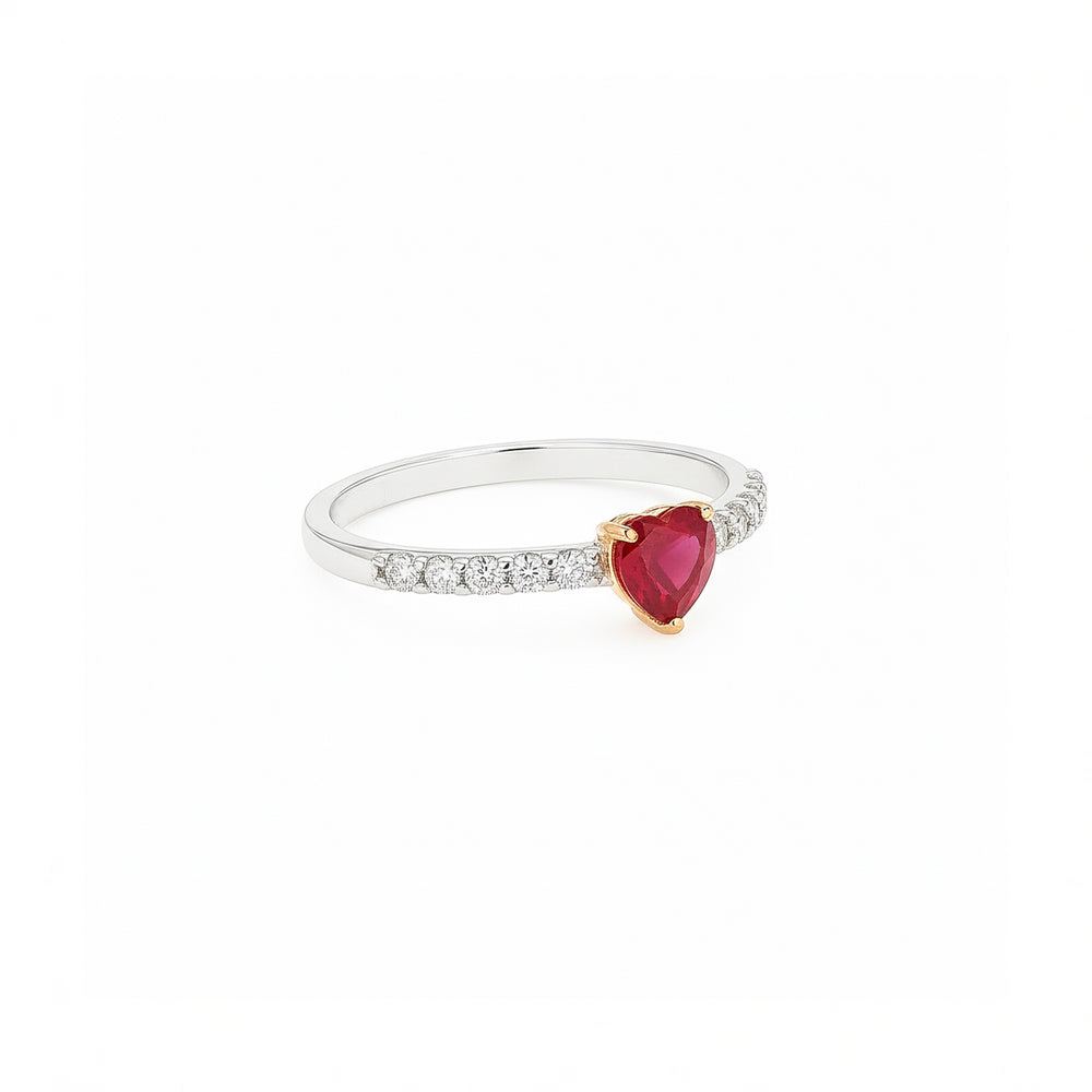 18K White Gold Ruby & Diamond Pave Ring