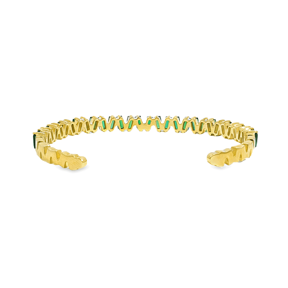 Lab Grown Emerald Bangle in 18K Yellow Gold | Flashy Jewellery