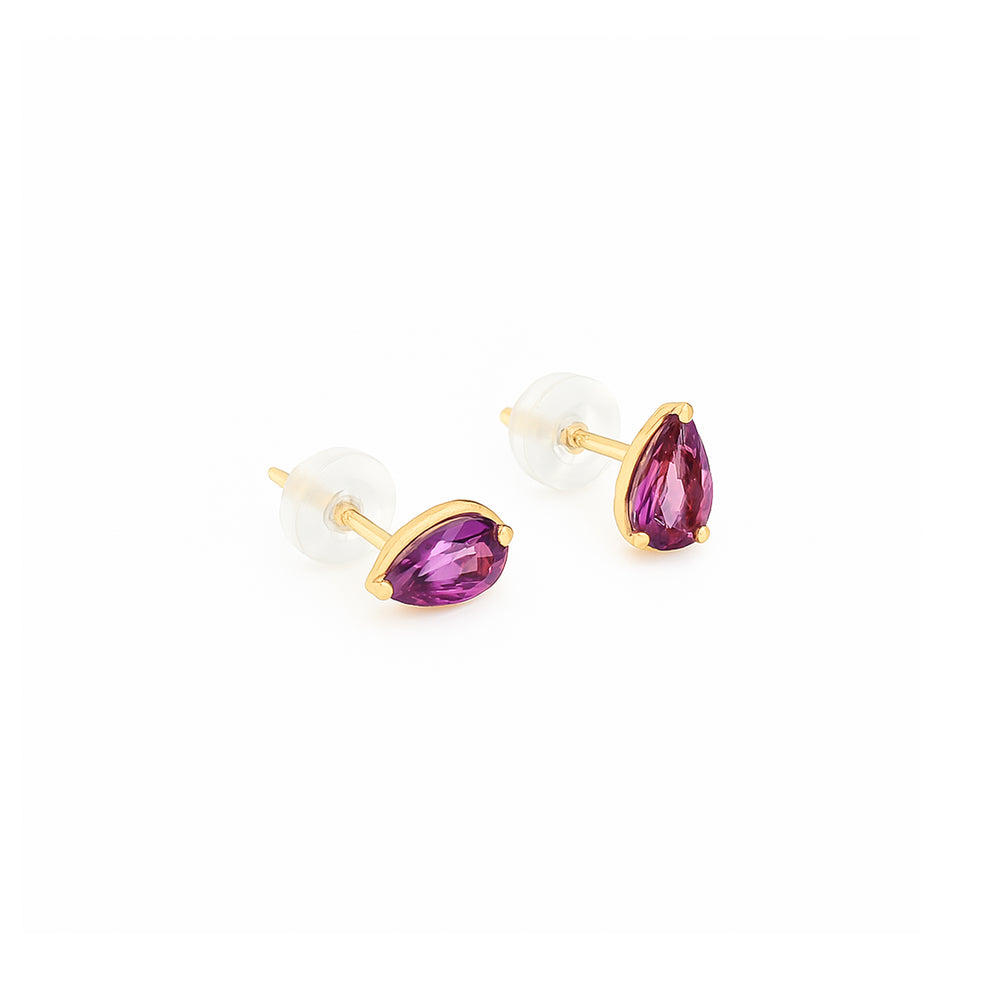 18k Yellow Gold Amethyst Stud Earrings