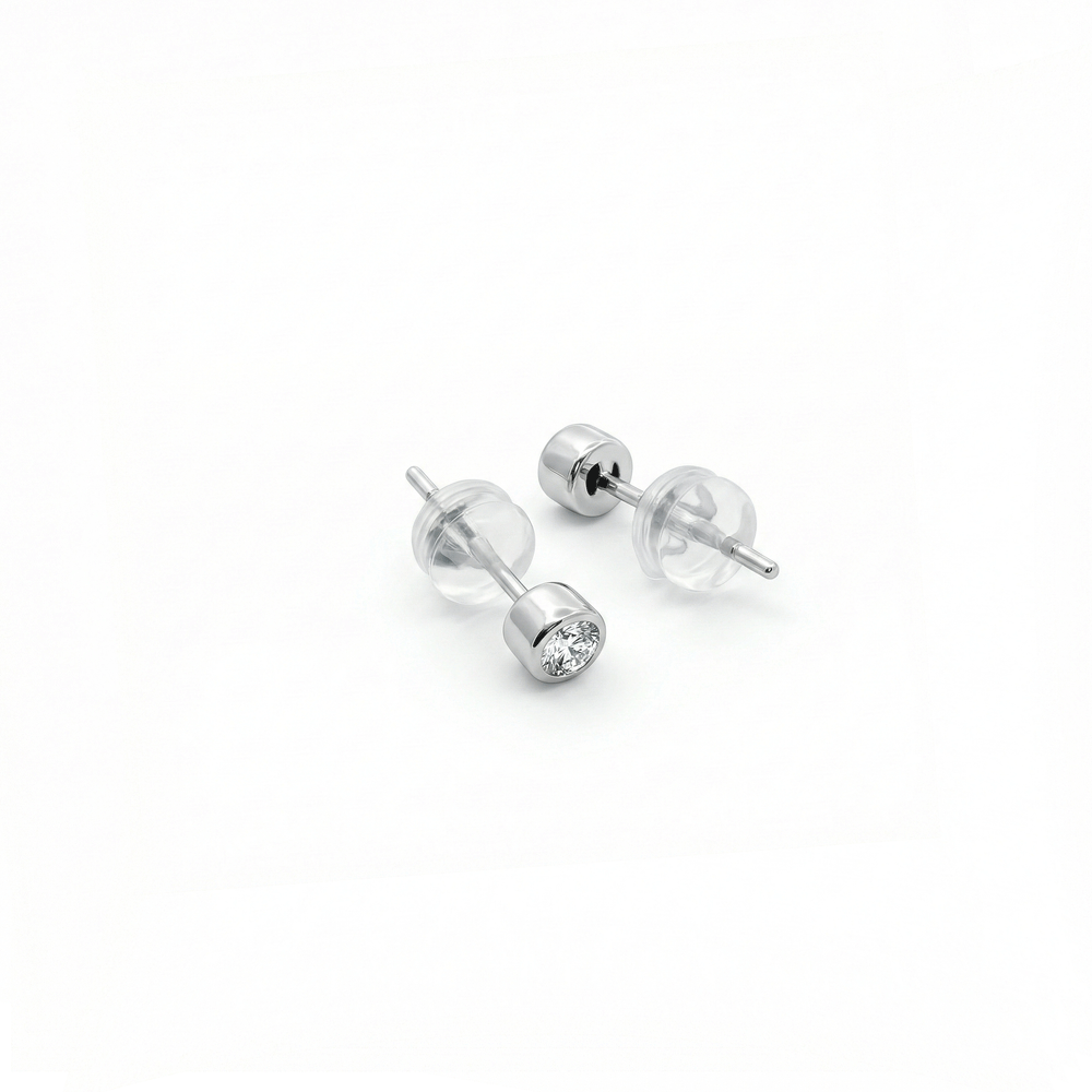 18K White Gold Natural Diamond Stud Earrings | Flashy Jewellery