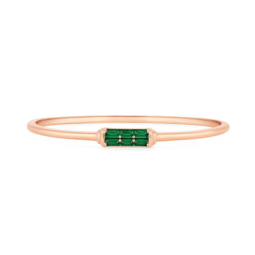 Lab Grown Emerald Diamond Bangle | 18K Rose Gold