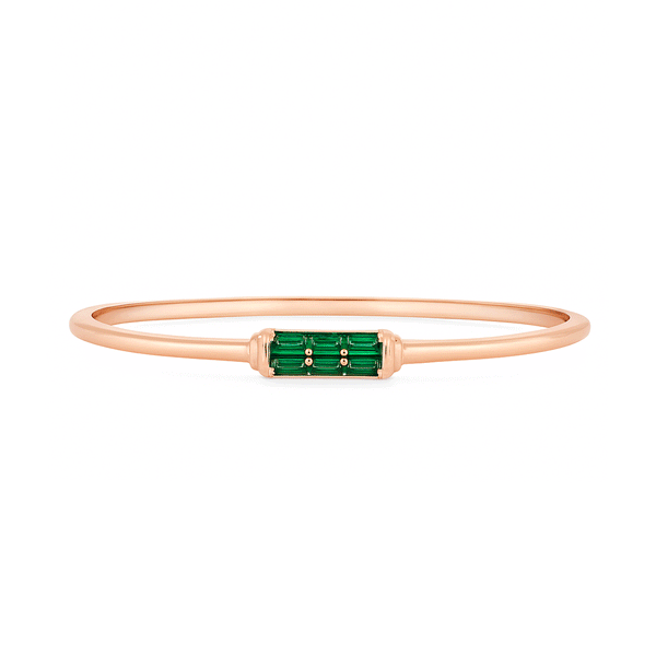 Lab Grown Emerald Diamond Bangle | 18K Rose Gold