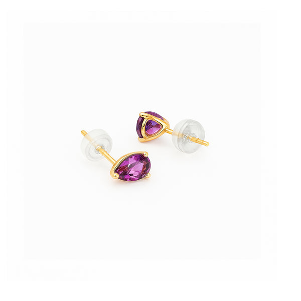 18k Yellow Gold Amethyst Stud Earrings hover