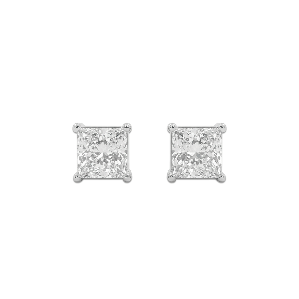 18K White Gold Natural Diamond Stud Earrings | Flashy