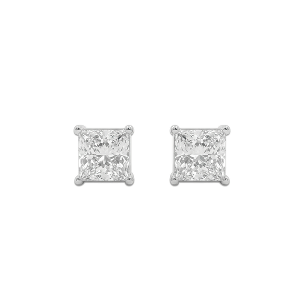 18K White Gold Natural Diamond Stud Earrings | Flashy