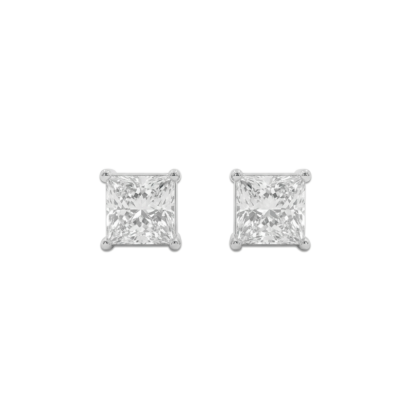 18K White Gold Natural Diamond Stud Earrings | Flashy